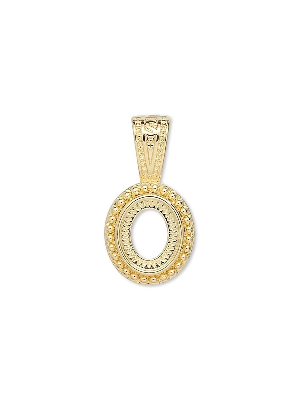 Gold 14K Plated Brass Rope 10x8mm Oval Cabochon Pendant Setting
